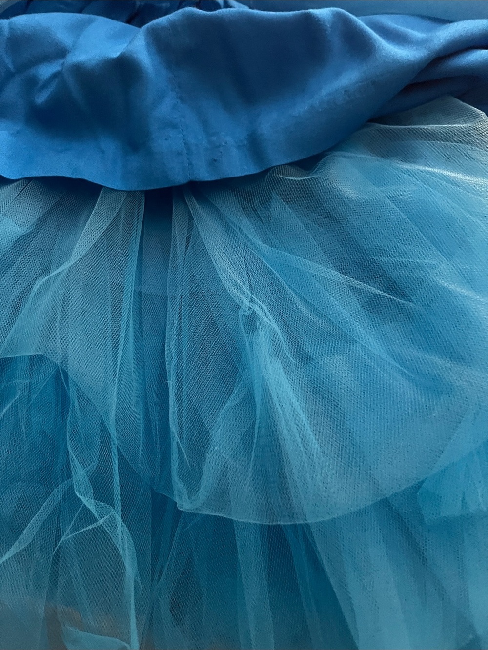 Blue Ruffled Party Dress with Sash - Picture 3 of 4